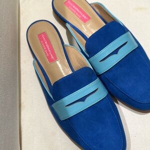 Isaac Mizrahi Women Shoes Mules Always Isaac Faux Suede Blue Lagoon 7M
